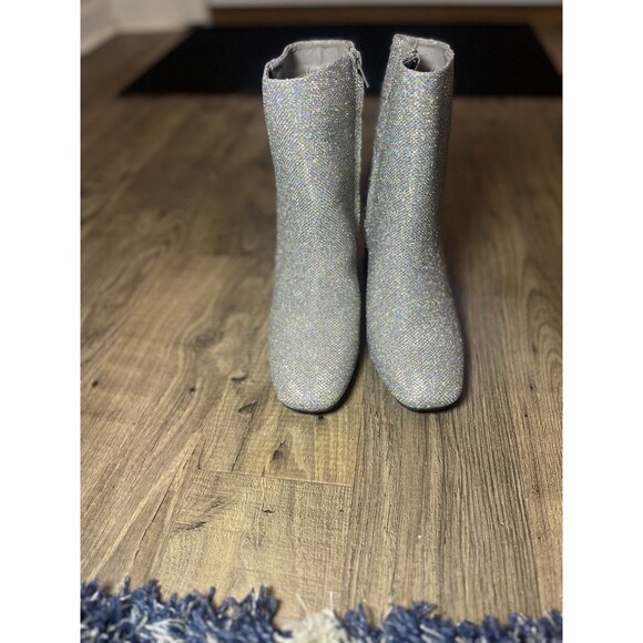 Sugar Element Women's Heeled Ankle Boots Pewter Sparkle Fabric US Size 6 Medium - Picture 9 of 14